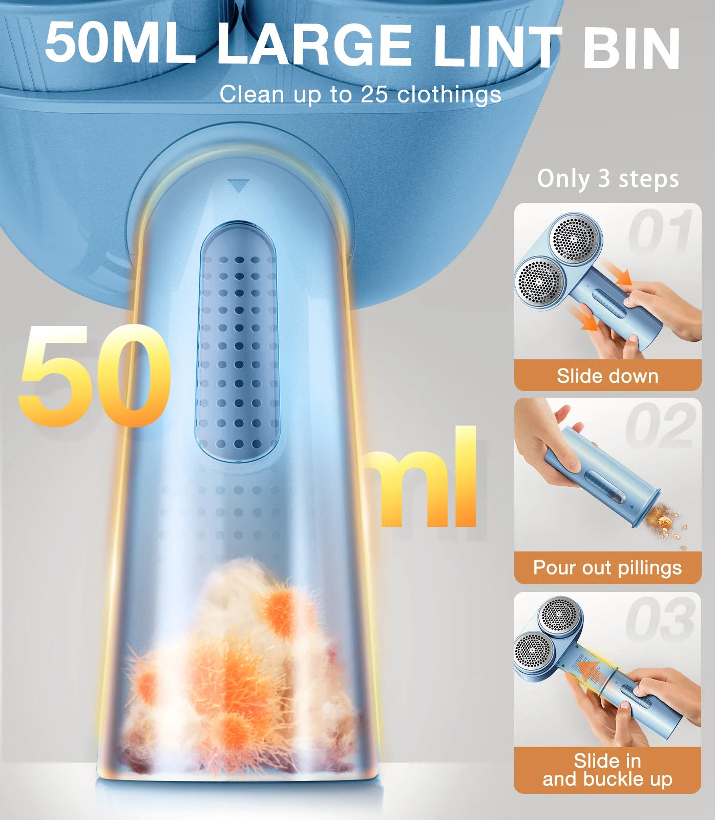 TORRAS Dual Fabric Shaver - Sky Blue - Image 3