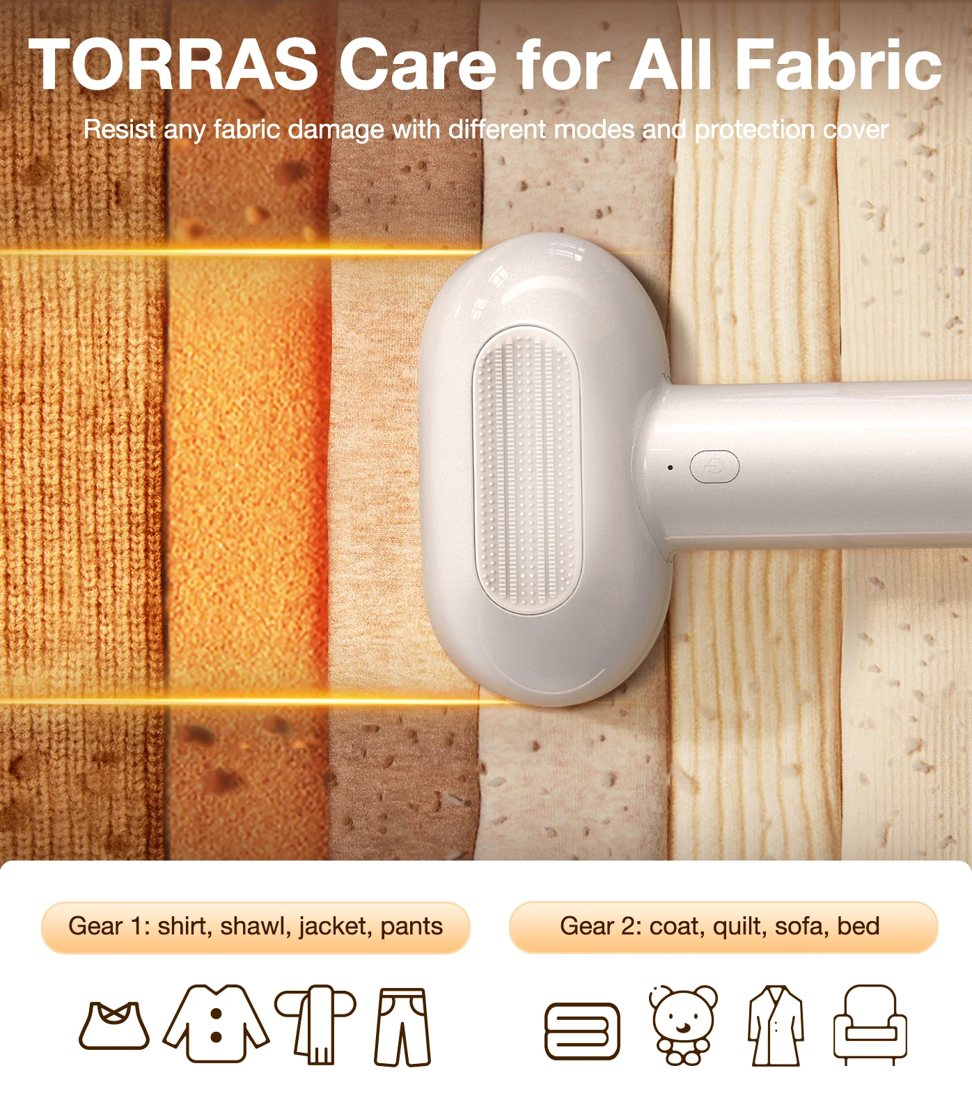 TORRAS Dual Fabric Shaver - Pearl White - Image 5